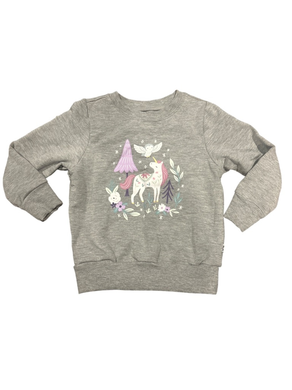 Little Sleepies bamboo Gray Unicorn & Floral Crewneck Sweatshirt